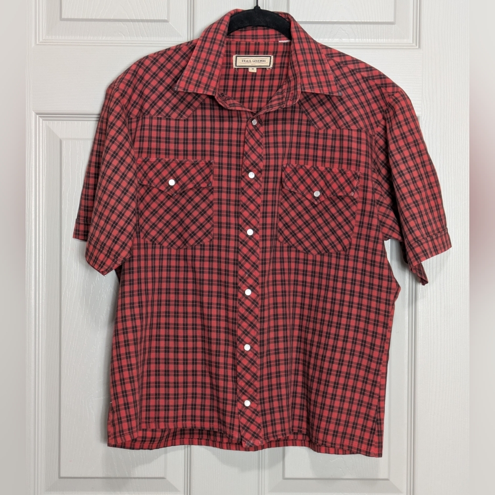 Vintage Trail Legends Plaid Button Up Top Size Medium